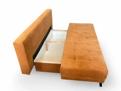 Eigene Herstellung Schlafsofas|Schlafsofa Liam Stoff Cord Kupfer Braun Rot Füße Metall Schwarz Inklusive Bettkasten Und Kissen