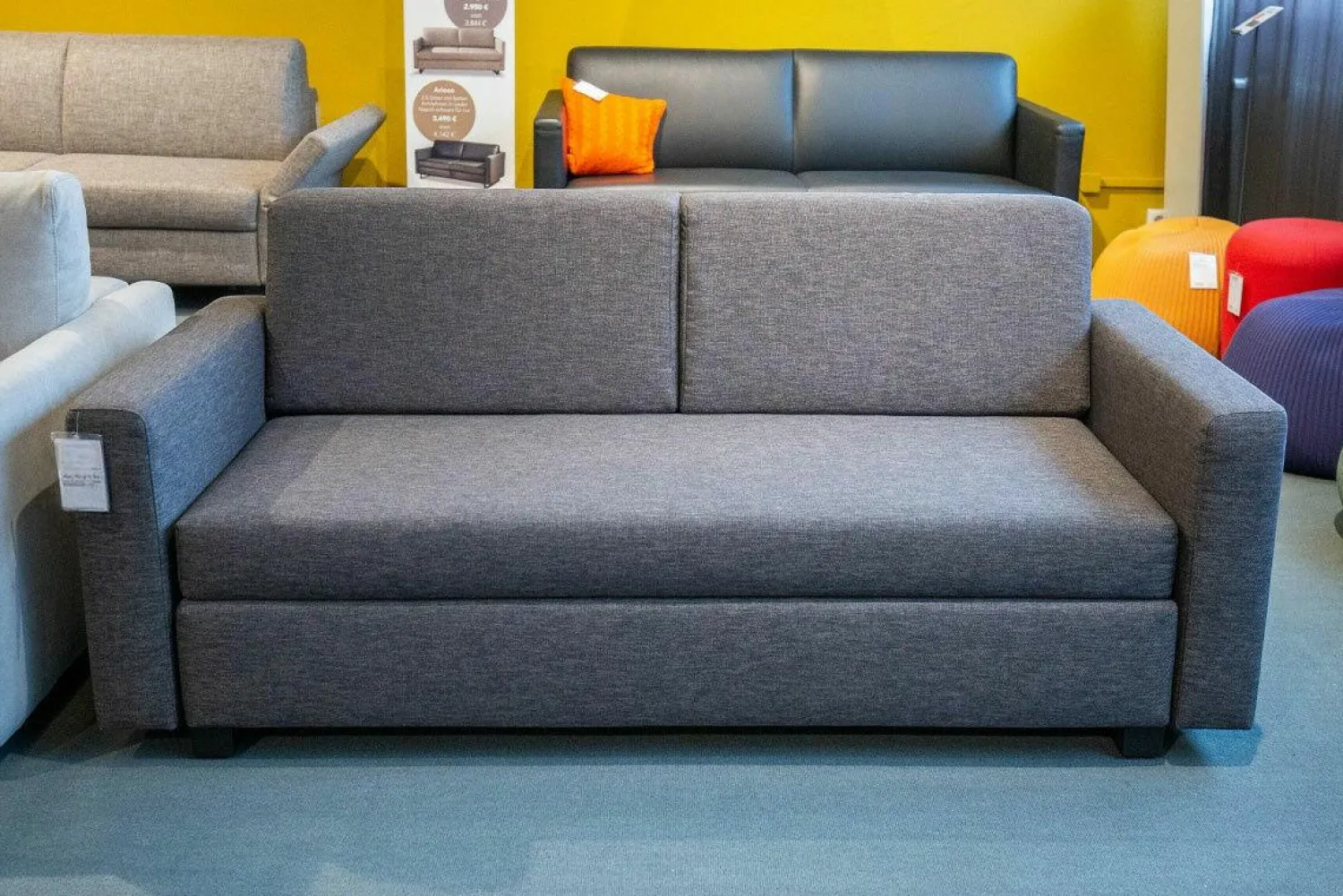 Franz Fertig Schlafsofas|Schlafsofa Minnie Stoff E2055 Anthrazit Füße Schwarz