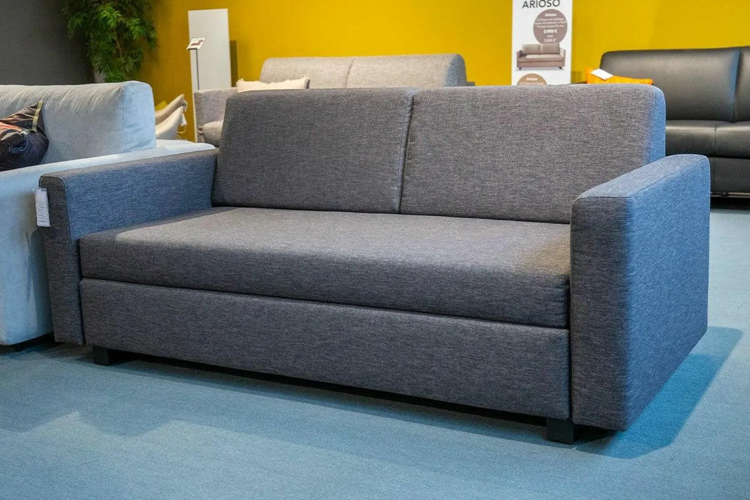 Franz Fertig Schlafsofas|Schlafsofa Minnie Stoff E2055 Anthrazit Füße Schwarz