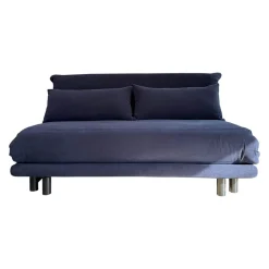 Ligne Roset Schlafsofas|Schlafsofa Multy Stoff Amalfi Dark Blue Blau Gestell Anthrazit Mit Polyäthermatratze Und 2 Großen Kissen