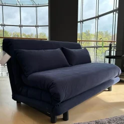 Ligne Roset Schlafsofas|Schlafsofa Multy Stoff Amalfi Dark Blue Blau Gestell Anthrazit Mit Polyäthermatratze Und 2 Großen Kissen