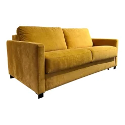 Contur Schlafsofas|Schlafsofa Nuoro Stoff 10 7010 Gelb Winkelfuß Metall Verchromt 347 Mit Gelformmatratze