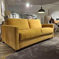 Contur Schlafsofas|Schlafsofa Nuoro Stoff 10 7010 Gelb Winkelfuß Metall Verchromt 347 Mit Gelformmatratze
