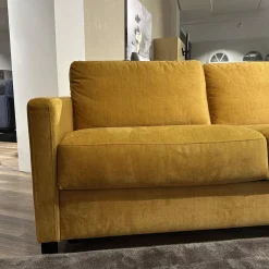 Contur Schlafsofas|Schlafsofa Nuoro Stoff 10 7010 Gelb Winkelfuß Metall Verchromt 347 Mit Gelformmatratze