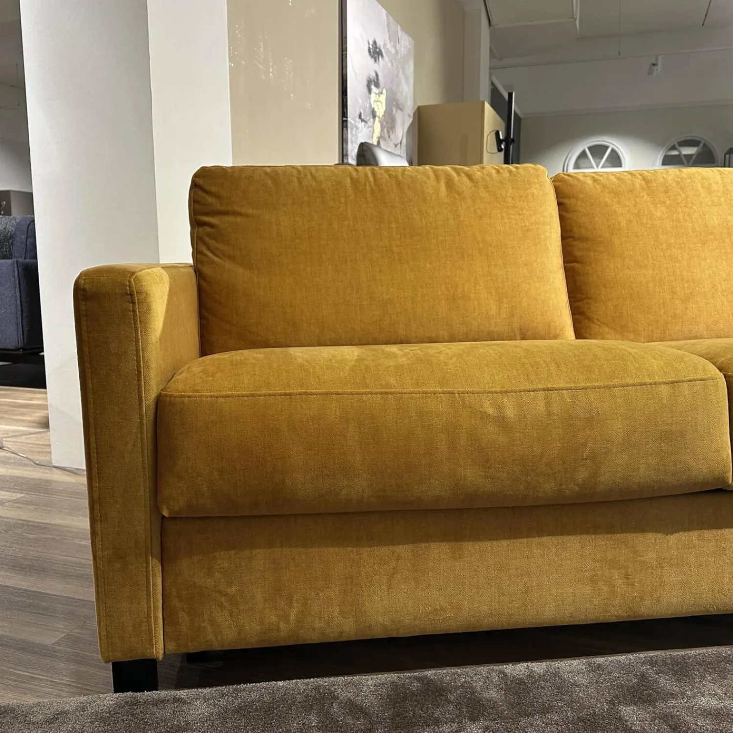 Contur Schlafsofas|Schlafsofa Nuoro Stoff 10 7010 Gelb Winkelfuß Metall Verchromt 347 Mit Gelformmatratze