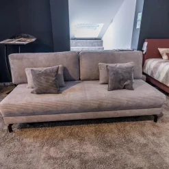 Global Schlafsofas|Schlafsofa Querschläfer Salema Bezug Stoff Baltimore Silber Grau Metallfuß Schwarz Mit Kissen
