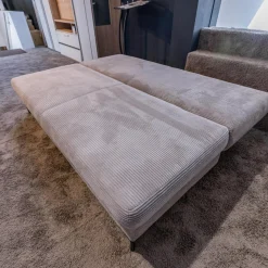 Global Schlafsofas|Schlafsofa Querschläfer Salema Bezug Stoff Baltimore Silber Grau Metallfuß Schwarz Mit Kissen