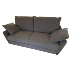 Dienne Schlafsofas|Schlafsofa Valentina 3000 Stoff Cezanne 802 Mittelgrau Grau Gestell Stahl Schwarz Mit 2 Kissen