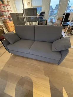 Dienne Schlafsofas|Schlafsofa Valentina 3000 Stoff Cezanne 802 Mittelgrau Grau Gestell Stahl Schwarz Mit 2 Kissen