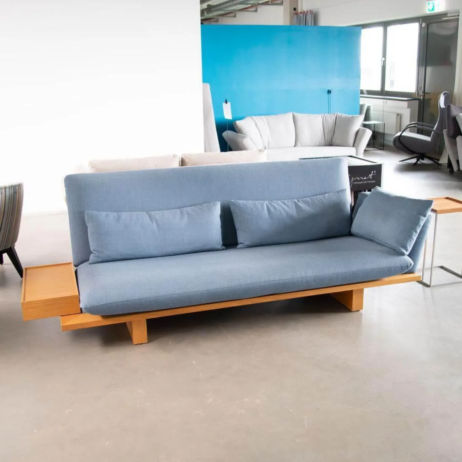 Signet Schlafsofas|Schlafsofa Veda Stoff Kvadrat Re Wool 657 Blau Gestell Eiche