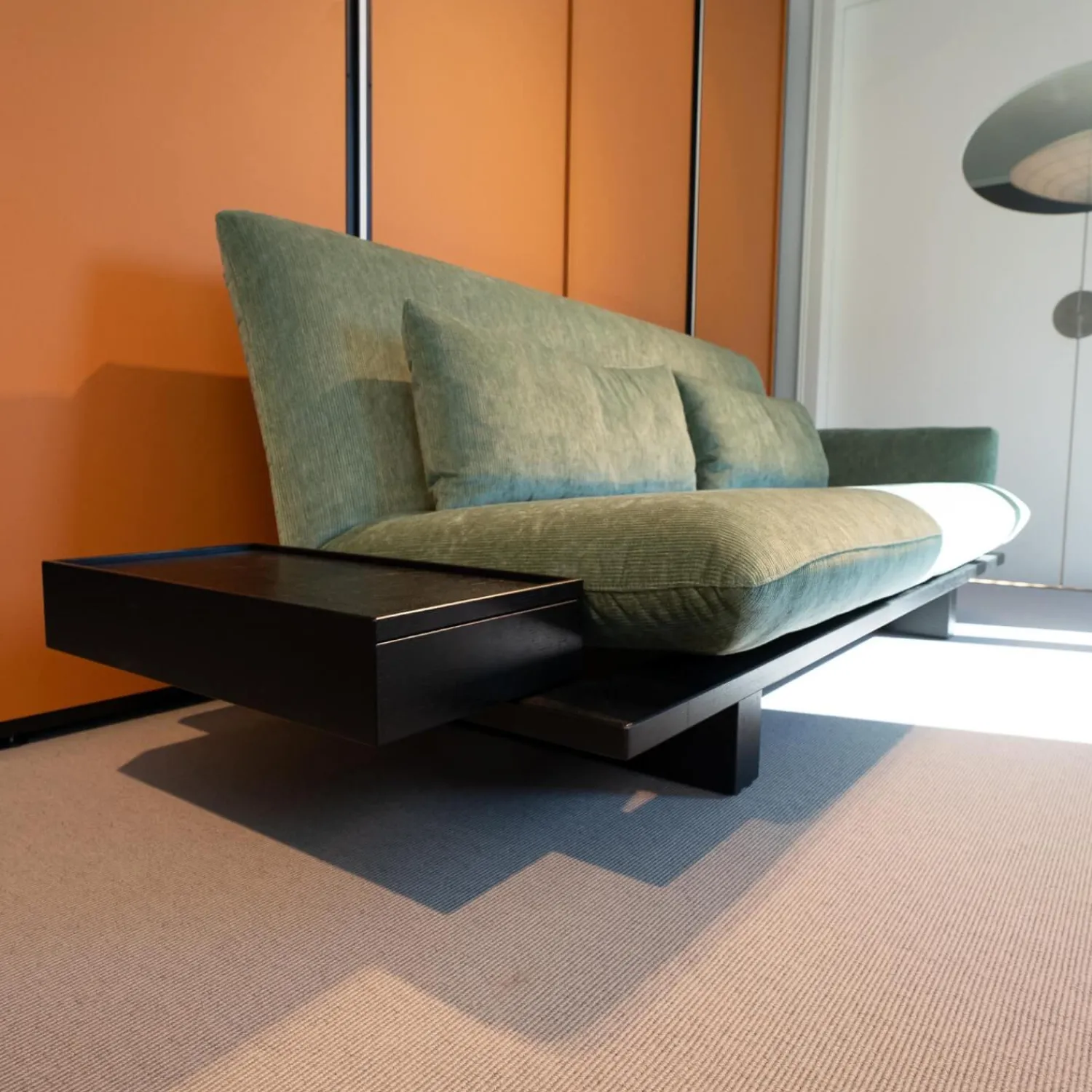 Signet Schlafsofas|Schlafsofa Veda Stoff Pesaro Kat. D Schilf Cort Grün mit 2 Kissen