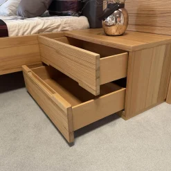 Hülsta Ganze Schlafzimmer|Schlafzimmer Acrea Bett Leder Braun Schwarz Und Strukturbuche Konsolen Mit Schubkästen