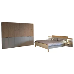 Disselkamp Ganze Schlafzimmer|Schlafzimmer Cuneo Balkeneiche Akzent Lack Taupe Grau Beige Griffe Smart Anthrazit Mit Beleuchtung