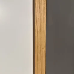 Hülsta Ganze Schlafzimmer|Schlafzimmer Dream Lack Reinweiss Akzent Natureiche Kunstleder Struktur Taupe Grau Griffe Chrom Glänzend