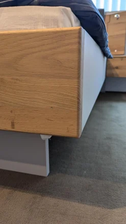 Loddenkemper Ganze Schlafzimmer|Schlafzimmer Lack Kristallgrau Matt Eiche Natur Massiv Bett Ohne Matratze Und Ohne Lattenrost