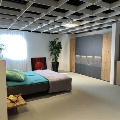 Thielemeyer Ganze Schlafzimmer|Schlafzimmer Milo Wildeiche Massiv Gebürstet Lack Graphit Akzent Naturstein Grau Füße Metall Titan Grau Mit Beleuchtung