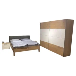 Disselkamp Ganze Schlafzimmer|Schlafzimmer Studioline Bett Bezug Kunstleder Elephant Grau Rahmengestell Furnier Ohne Matratze Ohne Lattenrost Inklusive Schiebetürenschrank Und Kosolen