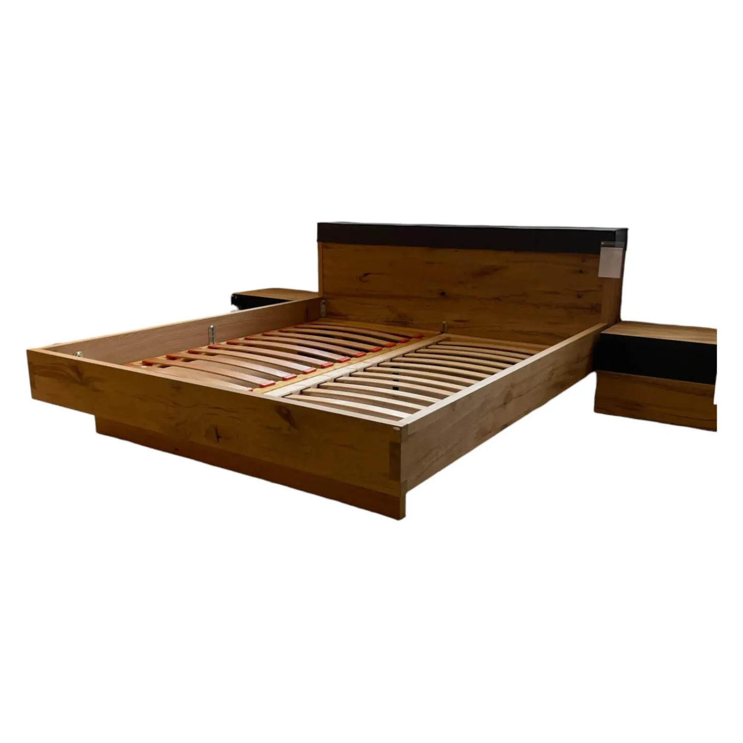 Voglauer Ganze Schlafzimmer|Kleiderschränke|Schlafzimmer V-PUR Mit Kleiderschrank Bett Und Nachttischen Eiche Altholz Loden Basaltgrau Frontglas Anthrazit