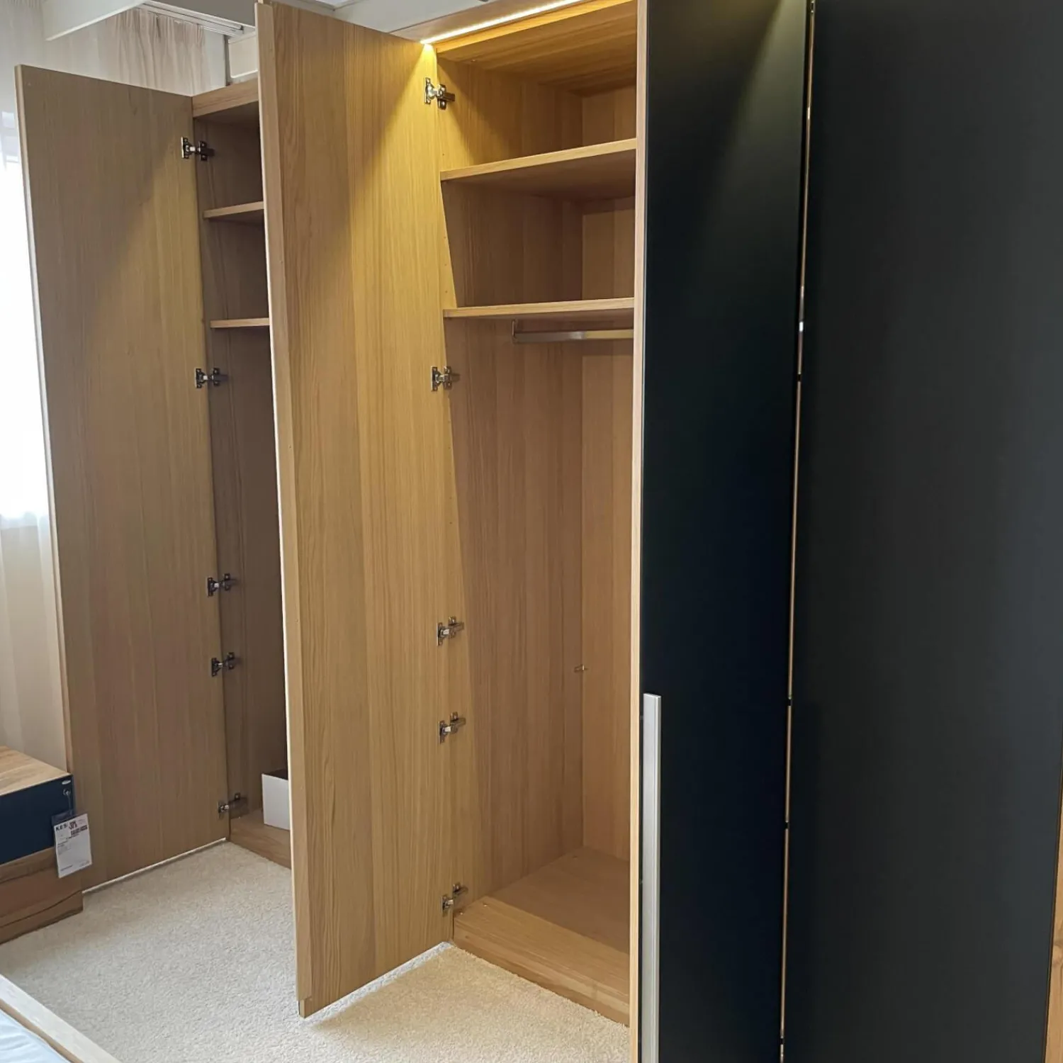 Voglauer Ganze Schlafzimmer|Kleiderschränke|Schlafzimmer V-PUR Mit Kleiderschrank Bett Und Nachttischen Eiche Altholz Loden Basaltgrau Frontglas Anthrazit