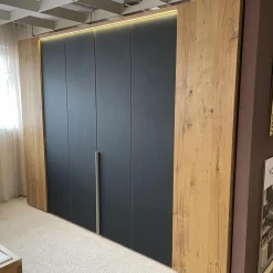 Voglauer Ganze Schlafzimmer|Kleiderschränke|Schlafzimmer V-PUR Mit Kleiderschrank Bett Und Nachttischen Eiche Altholz Loden Basaltgrau Frontglas Anthrazit