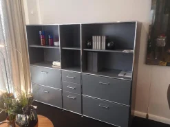 Dauphin Home Regale|Schrank 4 Oh Lack Vulkangrau Gestell Stahl Mit Office Griff