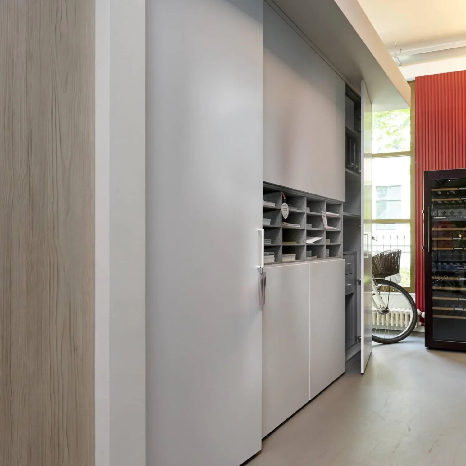 Cabinet Kleiderschränke|Schrank Giardo Drehtür Decor Grau Regaleinsatz Merino Grau Inklusive Rückwand