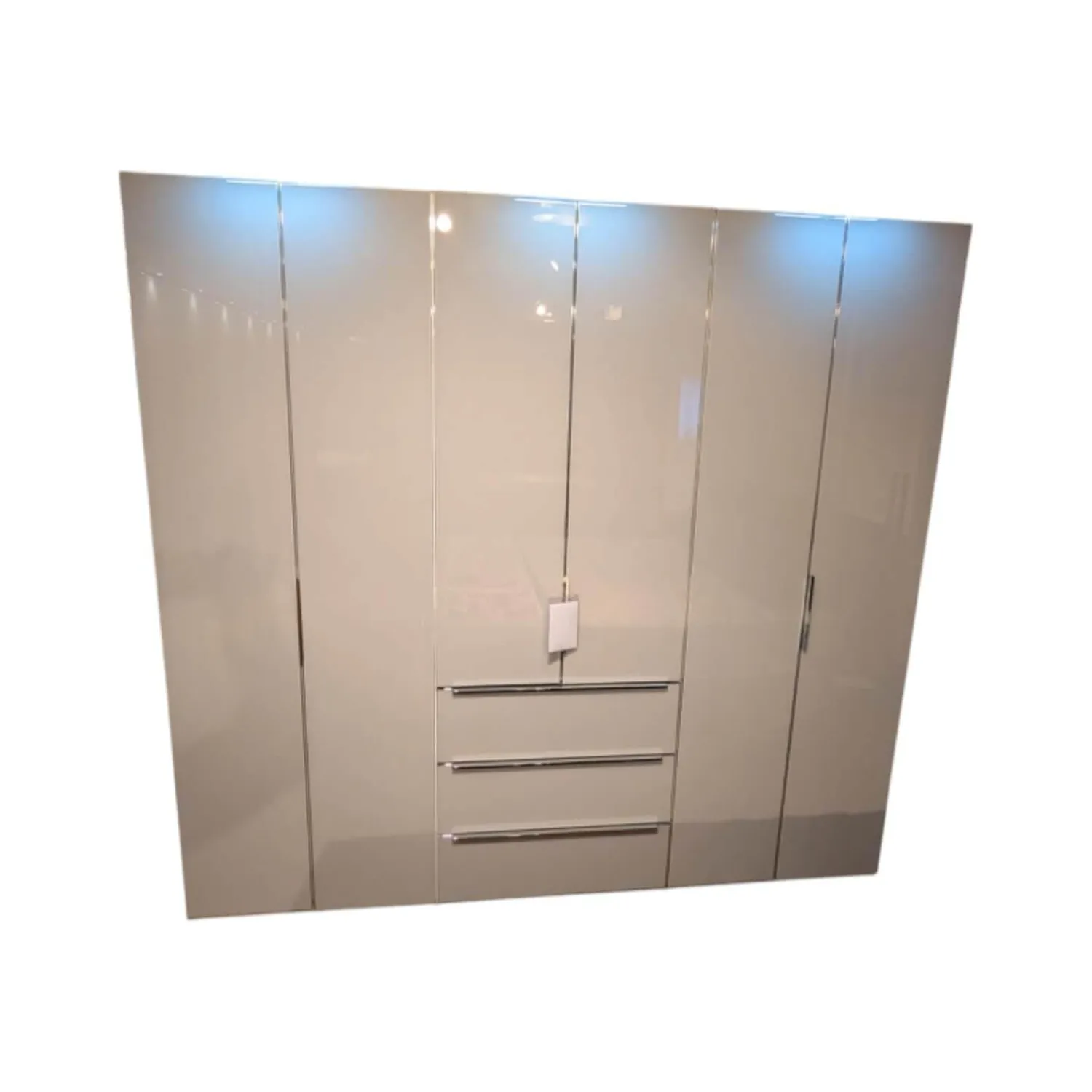 Nolte Kleiderschränke|Schrank Horizont 110 Front Glas G71 Seidengrau Grau Weiß Korpus Polarweiß Weiß Innen Leinenoptik Twist