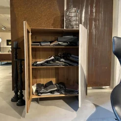 Scholtissek Vitrinen & Highboards|Schrank Kera Front Keramik Beton Silk Grau Korpus Knorrige Eiche Natur Geölt Gestell Metall Schwarz Lackiert