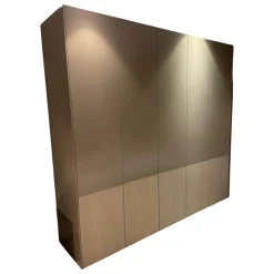 Sudbrock Kleiderschränke|Schrank Miria Fronten Glattlack Sienna 465 Eiche Sahara 129 Geriffelt mit Beleuchtung