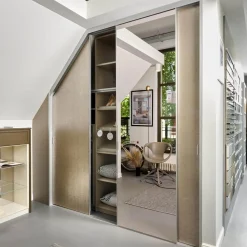 Cabinet Kleiderschränke|Schrank Mit Dachschräge Profil Plano Alusilber Innensystem Terrastruktur Inklusive Spiegel