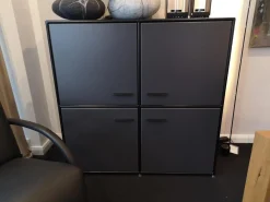 Dauphin Home Vitrinen & Highboards|Schrank Modul Space MDF Anthrazit Stahlrohr Schwarz