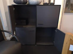 Dauphin Home Vitrinen & Highboards|Schrank Modul Space MDF Anthrazit Stahlrohr Schwarz