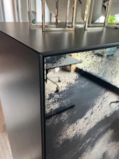 Piure Vitrinen & Highboards|Schrank Nex Glamour Korpus Mattlack 43 Coal Fronten Spiegelglas 02 Luna