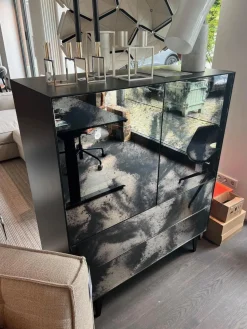 Piure Vitrinen & Highboards|Schrank Nex Glamour Korpus Mattlack 43 Coal Fronten Spiegelglas 02 Luna