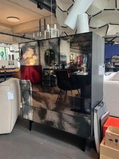 Piure Vitrinen & Highboards|Schrank Nex Glamour Korpus Mattlack 43 Coal Fronten Spiegelglas 02 Luna