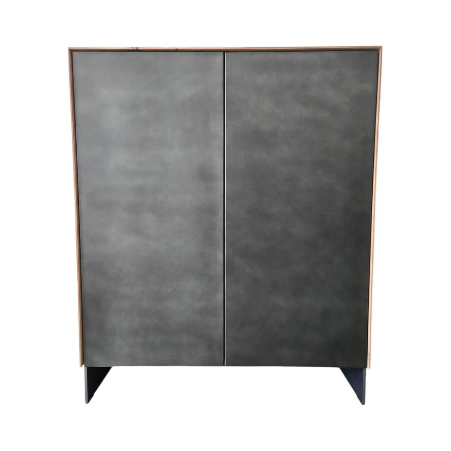 Scholtissek Vitrinen & Highboards|Schrank Nubus Korpus Knorrige Eiche Puro Geölt Front Holzrahmen Mit Zinkblech Schwarz Stahlwangen