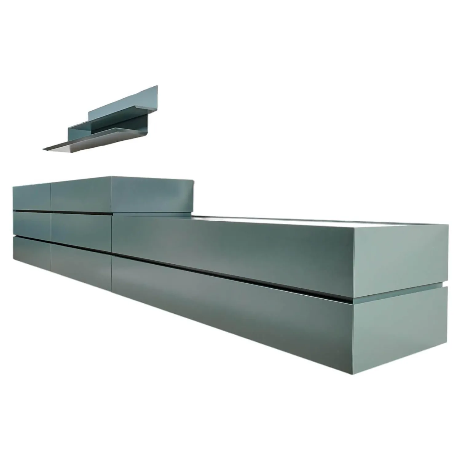 Interlübke Kommoden & Sideboards|Schrank Sideboard Cube Bold Lack Bahia Mit Iilu Regalen Lack Bahia Und Lack Laguna Blau