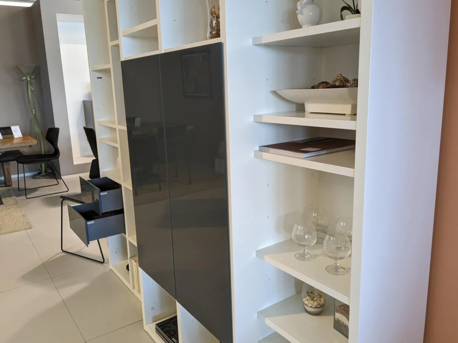 Interlübke Wohnwände & Tv-Lowboards|Schrank Studimo Klarglas Optiwhite Graphit Korpus Schneeweiß M03