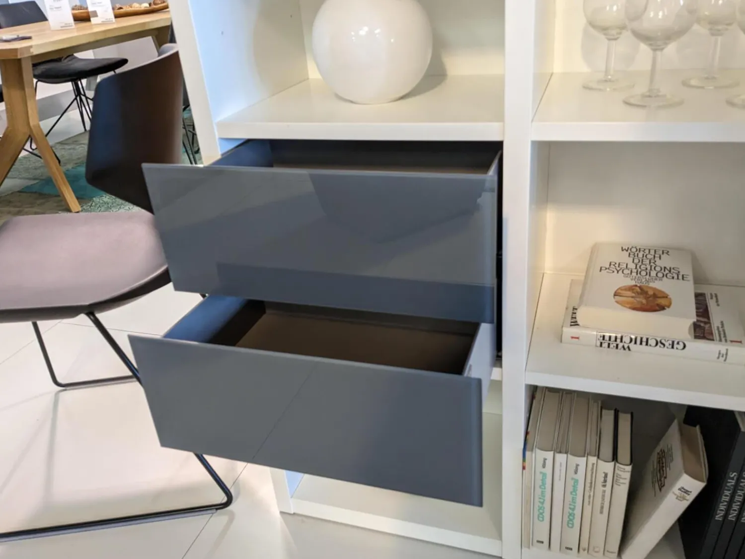 Interlübke Wohnwände & Tv-Lowboards|Schrank Studimo Klarglas Optiwhite Graphit Korpus Schneeweiß M03