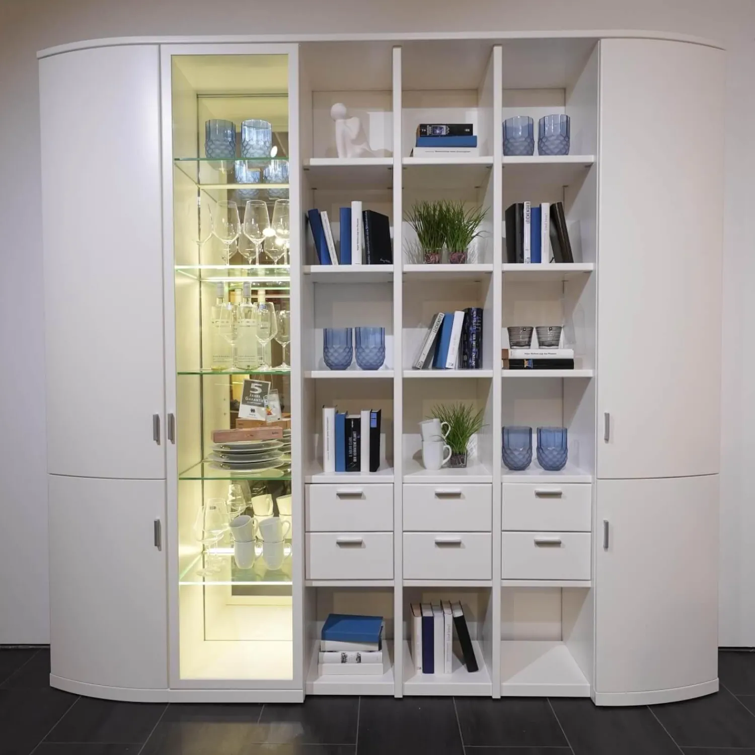 Rietberger Möbelwerke Regale|Schrank System Kira 24365 Lack Weiß Inklusive Beleuchtung Mit Funkfernbedienung