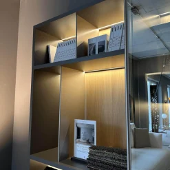 Molteni & C Wohnwände & Tv-Lowboards|Schrank Systemwand 505 Up System Holz Dolomitgrau Glas Transparent Stopsol mit Beleuchtungskit Schuko