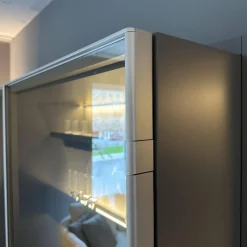 Molteni & C Wohnwände & Tv-Lowboards|Schrank Systemwand 505 Up System Holz Dolomitgrau Glas Transparent Stopsol mit Beleuchtungskit Schuko