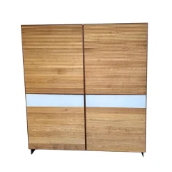 Scholtissek Regale|Schrank Tratum Mittel Knorrige Eiche Natur Geölt Glas 9010 Weiß Matt Mit Lamellenfronten