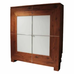 Scholtissek Vitrinen & Highboards|Schrank Varus Astiger Nussbaum Birke Floatglas Weiß Matt