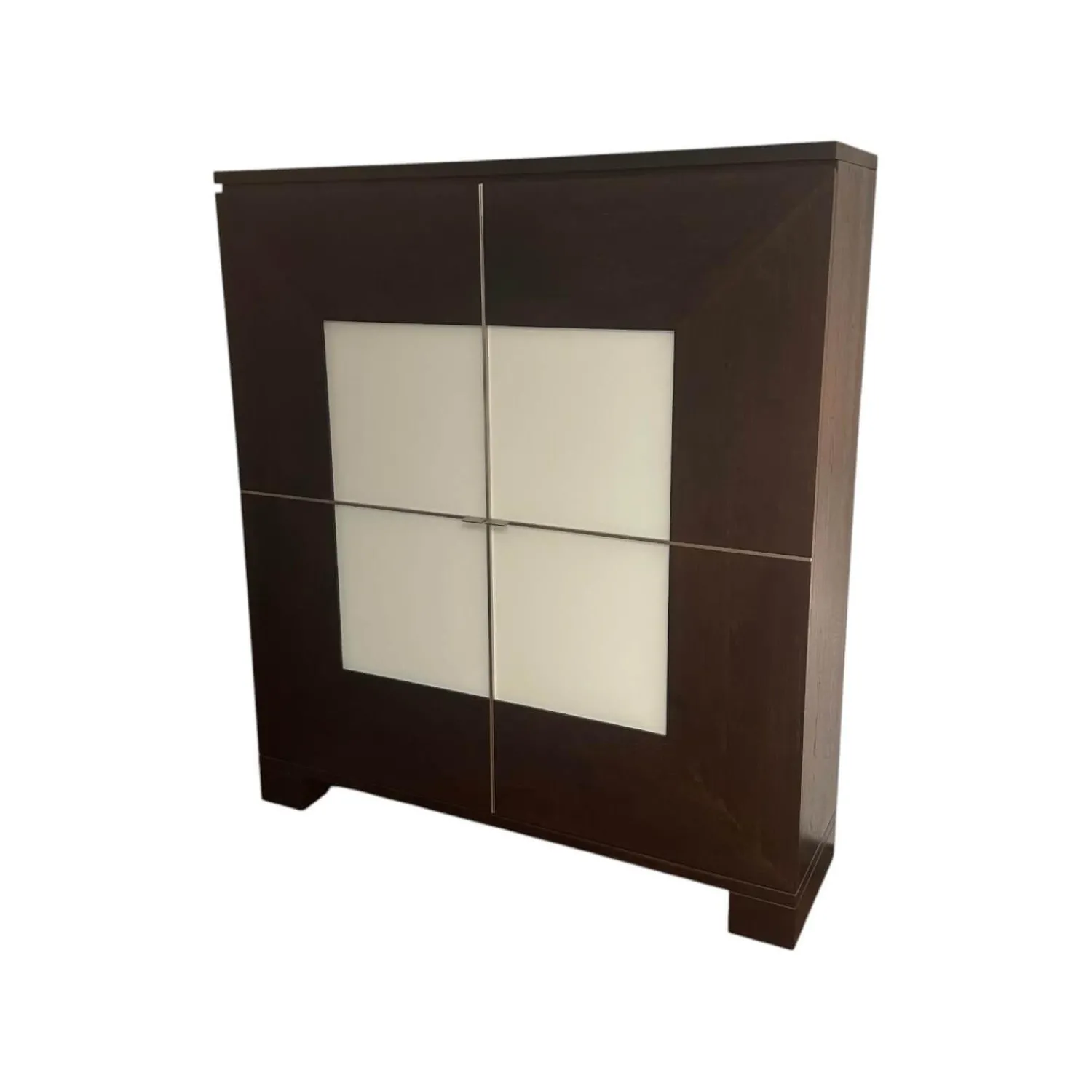 Scholtissek Vitrinen & Highboards|Schrank Varus Korpus Knorrige Eiche Wengefarben Dunkelbraun Front Glas Optiwhite Weiß Matt