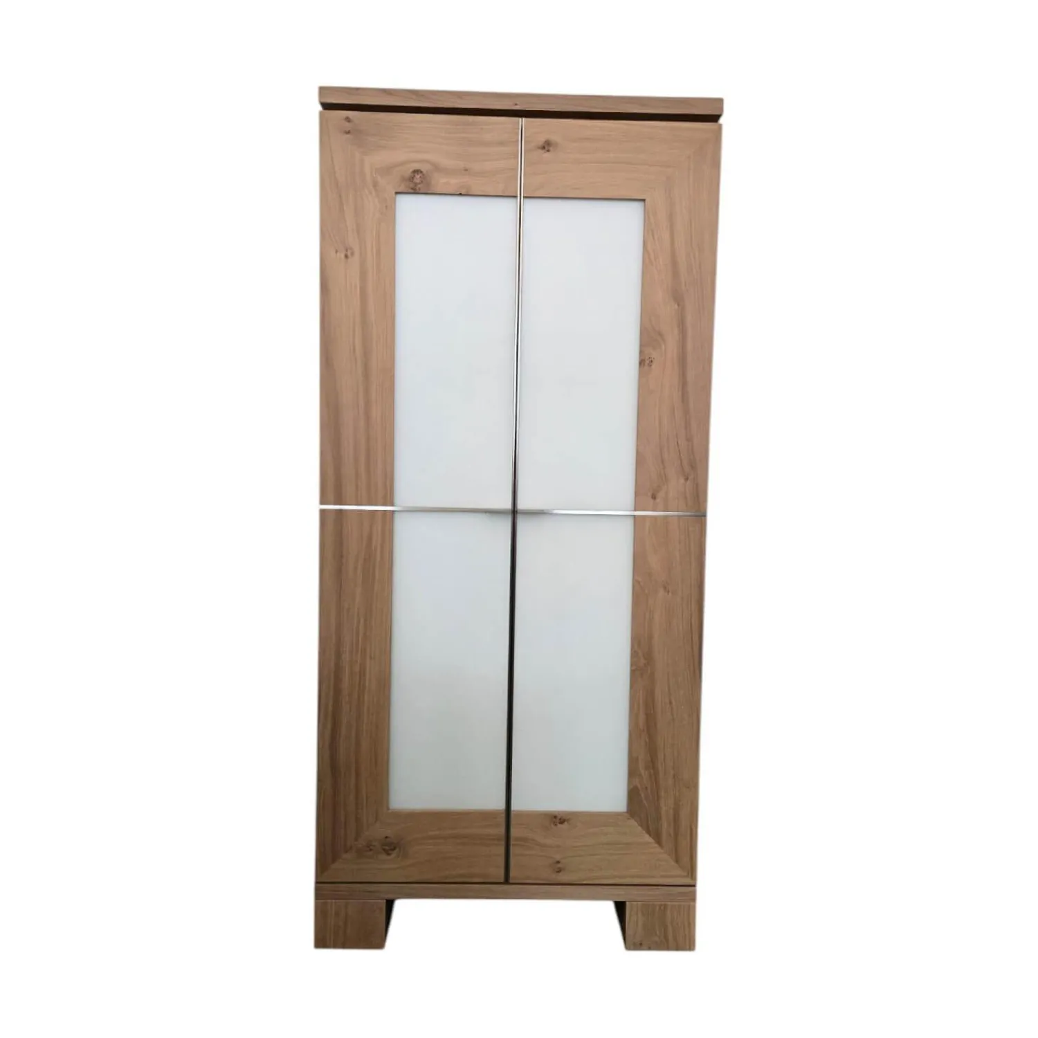 Scholtissek Vitrinen & Highboards|Schrank Varus Schmal Korpus Knorrige Eiche Puro Geölt Front Glas 9010 Weiß Matt