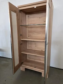 Scholtissek Vitrinen & Highboards|Schrank Varus Schmal Korpus Knorrige Eiche Puro Geölt Front Glas 9010 Weiß Matt