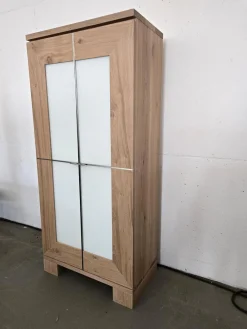 Scholtissek Vitrinen & Highboards|Schrank Varus Schmal Korpus Knorrige Eiche Puro Geölt Front Glas 9010 Weiß Matt