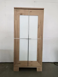 Scholtissek Vitrinen & Highboards|Schrank Varus Schmal Korpus Knorrige Eiche Puro Geölt Front Glas 9010 Weiß Matt