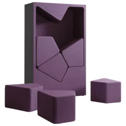 WernerWorks Regale & Container|Schrankkoje Parkour Eisscholle Rückwand Beidseitiger Stoff Wolle Camira Blazer Holyoke CUZ 2T Violett Außenkorpus Schwarz Inklusive Sechs Hocker